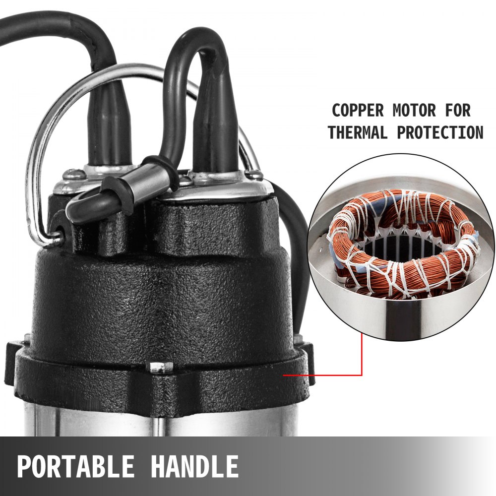 26' Pompa Sommersa Per Acqua Luride Elettropompa 3200 Gph 1/2 Hp 220v In Acciaio