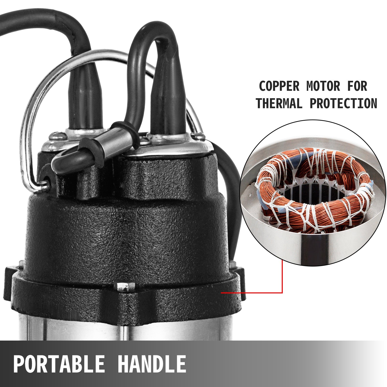 26' Pompa Sommersa Per Acqua Luride Elettropompa 3200 Gph 1/2 Hp 220v In Acciaio