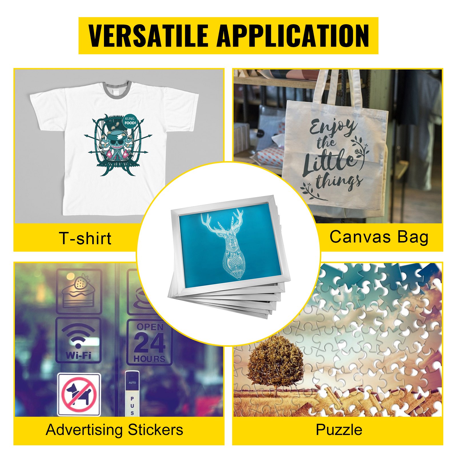 VEVOR 6 Pezzi Rete Serigrafica Rete di Stampa a Rete Cornice in Telaio in Alluminio 160 Conteggio Maglia Cornice in Legno per Serigrafia 50,8 cm x 60,96 cm