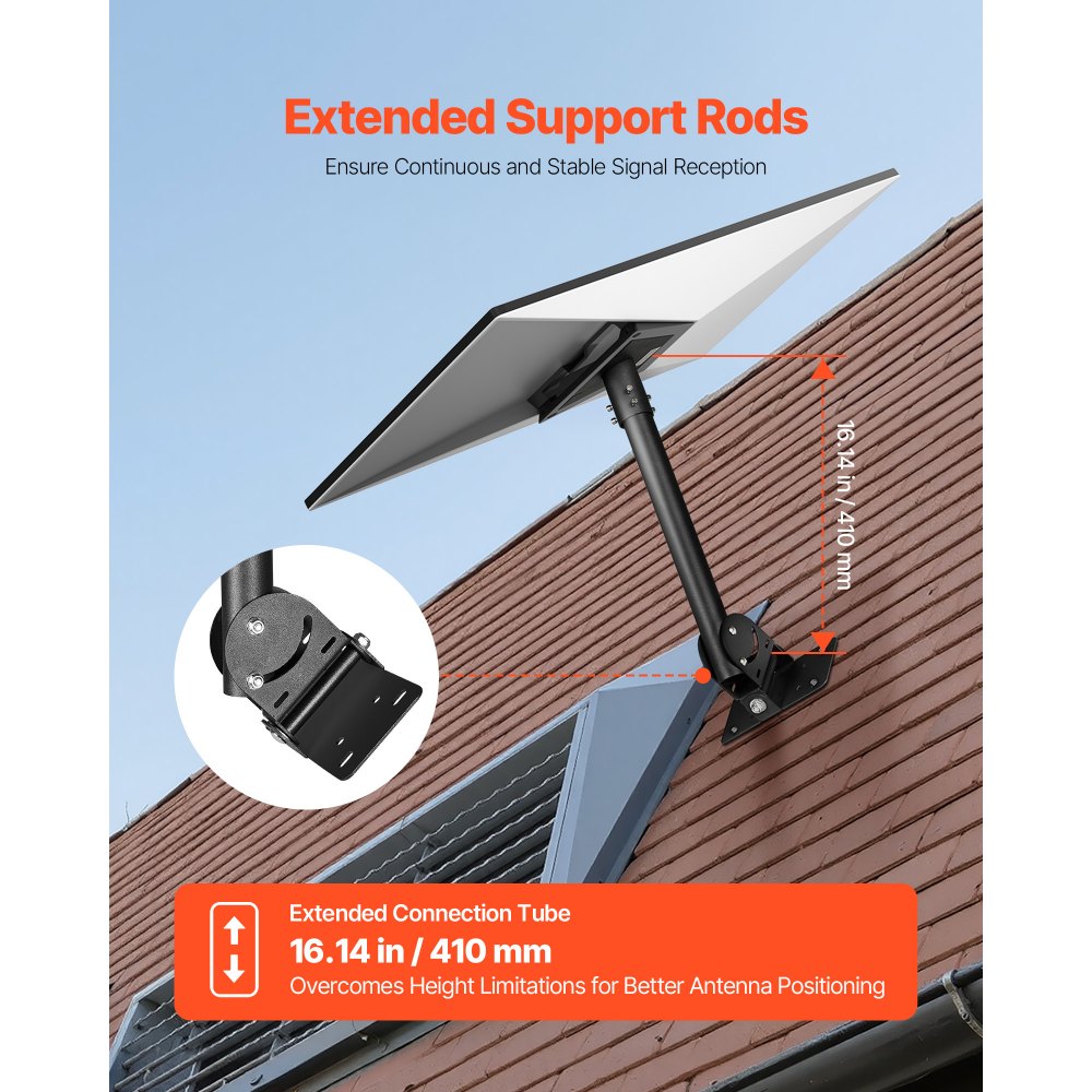 VEVOR Supporto da Tetto per Starlink Gen 3, Adattatore per Palo da Tetto Angolo di Montaggio Regolabile da 30 a 150°, Kit di Tubi Starlink Gen 3 Standard in Acciaio Compatibile con Gen3 e V3