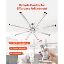 VEVOR Ventilatore in Alluminio Senza Luce Telecomando Nichel Spazzolato 213 cm