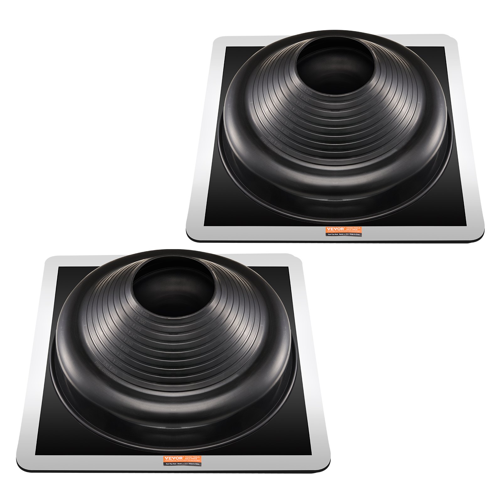 VEVOR 2-piece pipe collar set, suitable for pipe outer diameters from 170 to 355 mm, EPDM roof penetration, roof sealing flange -55 to 100℃, for chimneys, wood stoves & external ventilation pipes