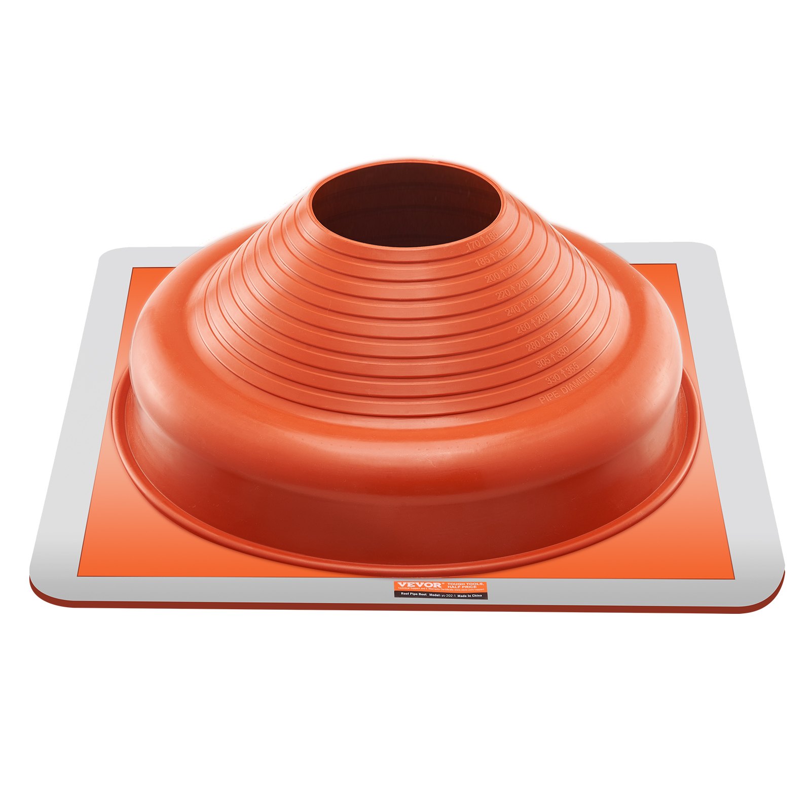 VEVOR Guarnizione per Tubo di Tetto Diametro Esterno 170-355 mm, Guarnizione Flessibile in Silicone Alta Temperatura -74℃-225℃, Base Quadrata in Metallo Resistente, per Camini Tubi di Sfiato 2 Pezzi