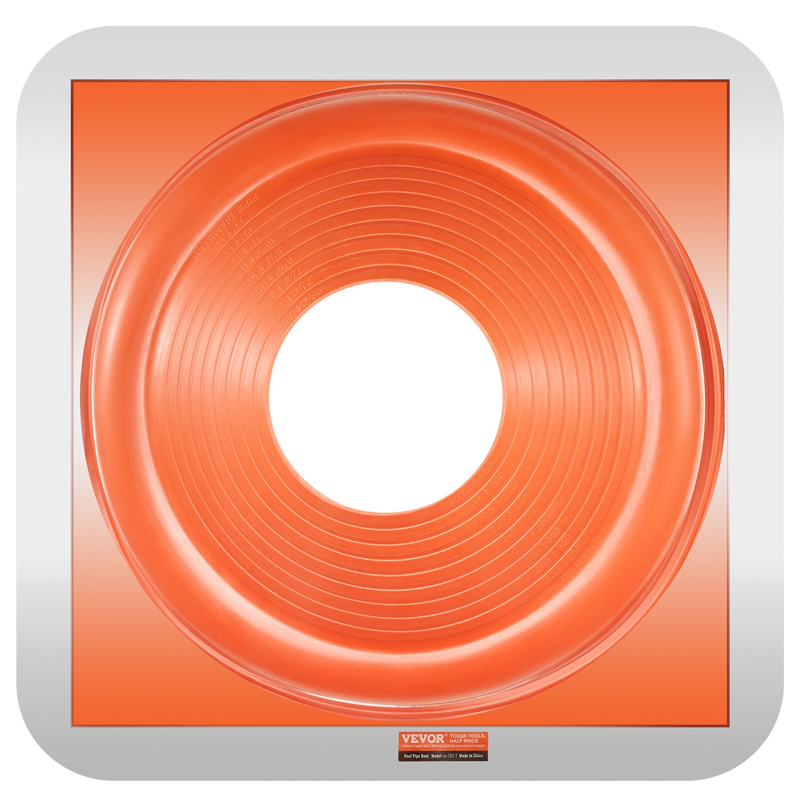 VEVOR Guarnizione per Tubo di Tetto Diametro Esterno 170-355 mm, Guarnizione Flessibile in Silicone Alta Temperatura -74℃-225℃, Base Quadrata in Metallo Resistente, per Camini Tubi di Sfiato 2 Pezzi