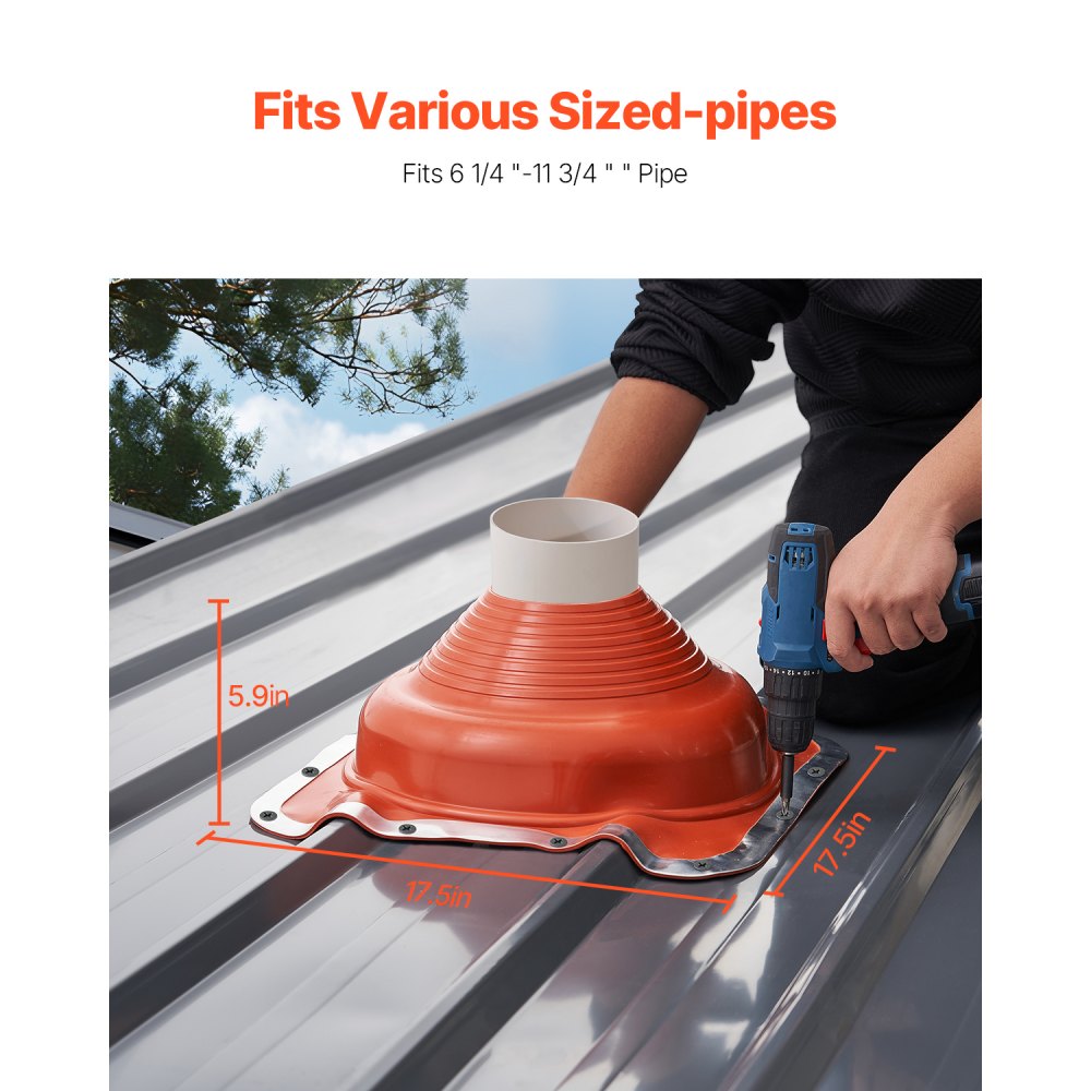 VEVOR 2 pcs. Pipe collar, suitable for pipe outer diameter 160-300mm, roof pipe roof penetration, roof sealing flange -74-225℃, metal base, for chimney, wood stove & external ventilation pipe