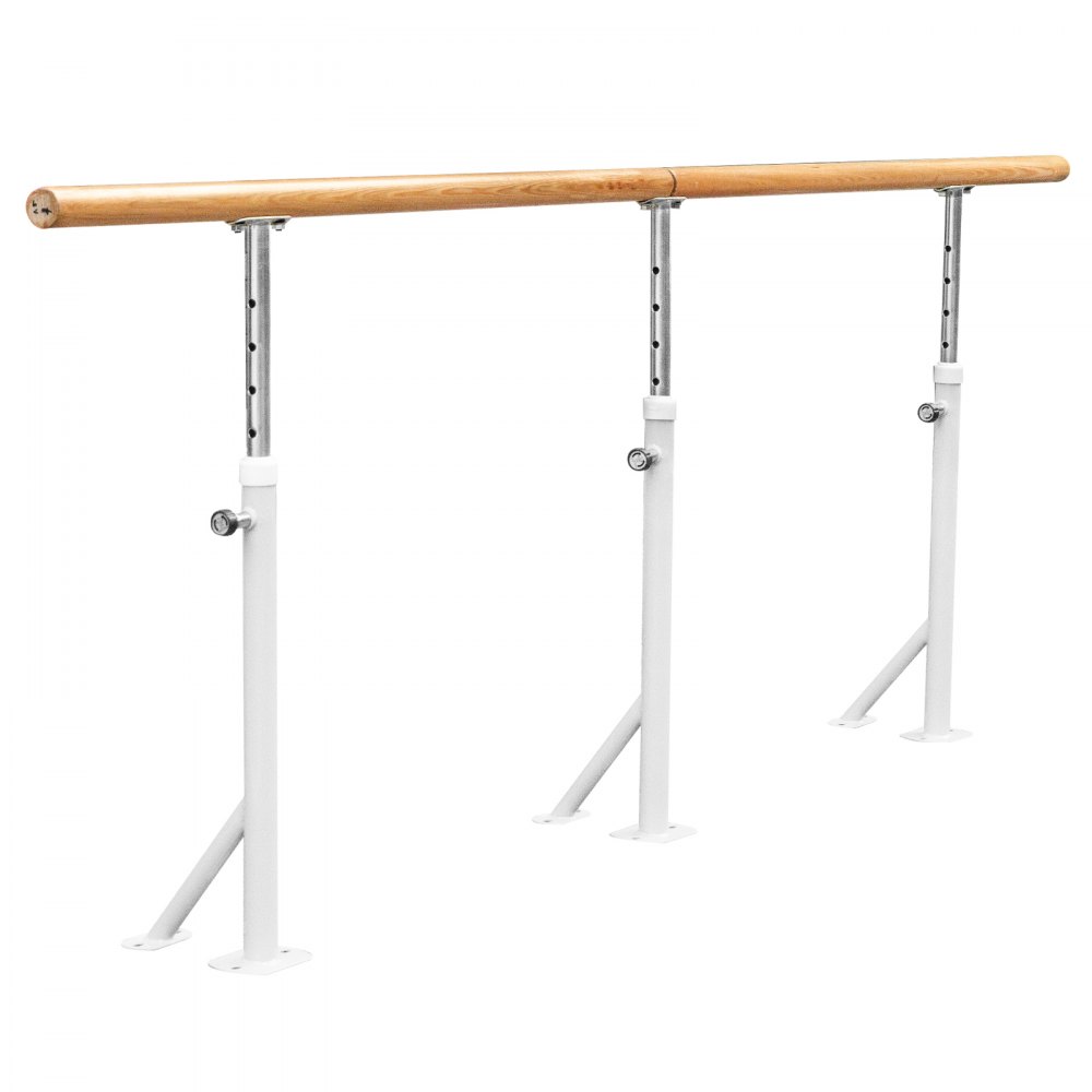 VEVOR Ballet Barra Lunghezza 3M 10 Piedi, Barra Indipendente Barra Singola Barra Montaggio a Pavimento in Bianca, Balletto Singola Barra da Pavimento per Scuola Danza, Studio Palestra Danza, Sala