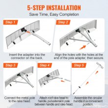 VEVOR Rastrello da Neve per Tetto Pala di Neve Tetti Lunghezza 635 mm, Strumento per Rimozione Neve in Alluminio Manico Antiscivolo Regolabile per Foglie Neve sul Tetto Veicoli Domestici, Pala da Neve