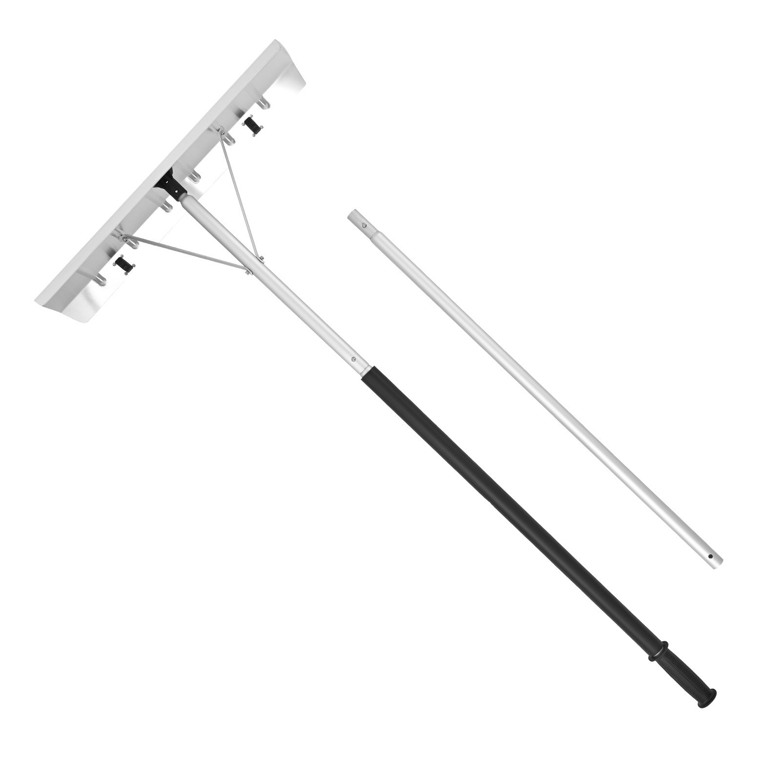 VEVOR Snow Roof Rake, 66 cm Aluminum Blade, 2.3-6 m Adjustable Roof Snow Scraper with Wheels, Anti-Slip Handle Snows Removal Tool, Lightweight House Rooftop Rake for Leaves Debris Removal
