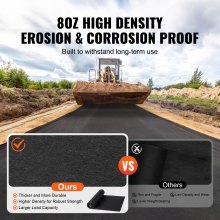 VEVOR Telo Geotessile Non Tessuto 1,2x30,5 m, Tessuto Pacciamante 271 g/m², Telo Pacciamatura Anti Erbacce per Sistemi di Drenaggio, Paesaggistica, Copertura Non Tessuto Geotessile del Terreno, Nero
