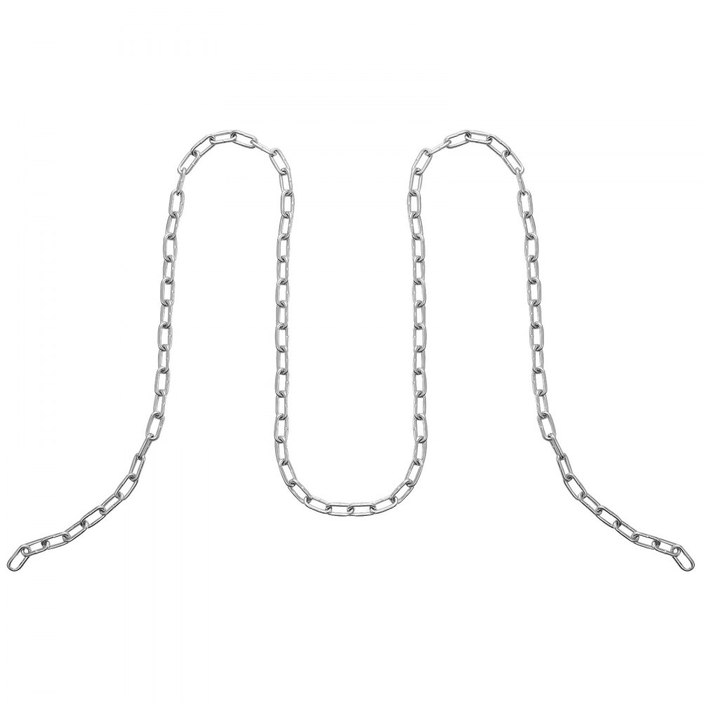 VEVOR Catena a maglie in acciaio al carbonio zincato, 3,5 mm x 10,05 m, Capacità carico 158 kg, Due connettori rapidi, Catena per traino, Sospensione, Campeggio, Catena traino di sicurezza da auto