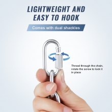 VEVOR Catena a maglie in acciaio al carbonio zincato, 3,5 mm x 10,05 m, Capacità carico 158 kg, Due connettori rapidi, Catena per traino, Sospensione, Campeggio, Catena traino di sicurezza da auto