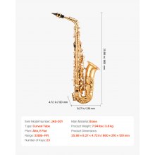 VEVOR Kit Sassofono Contralto in Ottone Mi Bemolle Principianti con Accessori