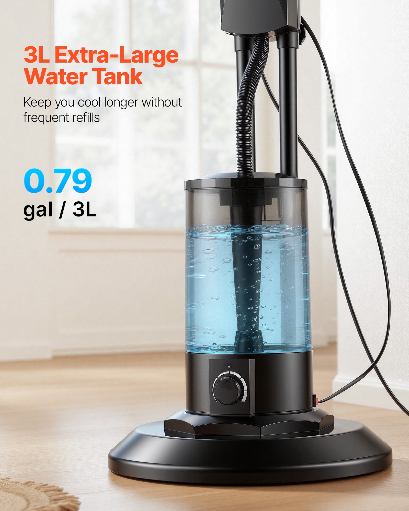 VEVOR Misting Fan, 3 Wind Speeds Misting Standing Fan, Mister Cooling Fans with 3L Water Tank, Remote & Panel Control, Water Cooling Fans for Indoor, Outdoor, Garage, Patio, Living Room, 3 Modes