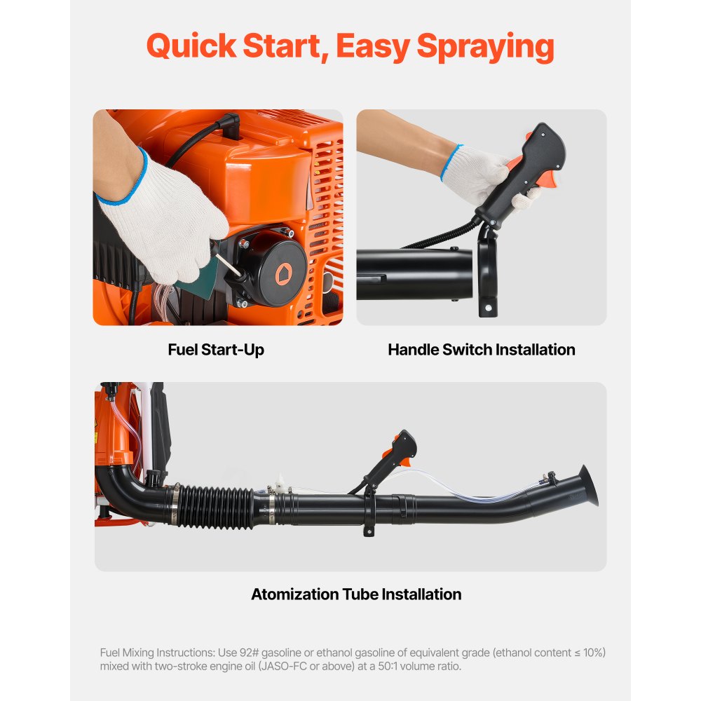 VEVOR Nebulizzatore a Zaino, Motore da 63 cc e 3 CV, Nebulizzatore a Gas con Serbatoio da 16 l, Sistema di Nebulizzazione a Polvere e Liquido per un Efficace Controllo di Giardinaggio e Agricoltura