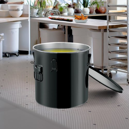 VEVOR Secchio Per Olio Esausto Friggitrice, 16 Gal / 60 Litri, Acciaio Al Carbonio Con Coperchio E Filtro