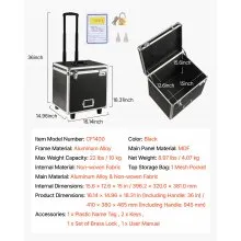 VEVOR Valigetta Portadocumenti con Ruote 39,6 x 32 x 38,1 cm Custodia Portadocumenti Portatile con Serratura Manico Telescopico, Scatola per Documenti per Ufficio, Viaggi di lavoro, Traslochi
