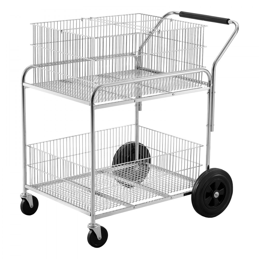 VEVOR Carrello Portadocumenti Mobile a 2 Livelli Dimensioni 95 x 57 x 97 cm, con Ruote Bloccabili, Ideale per Archivi e Trasporto da Ufficio, Struttura Robusta in Rete Metallica con Portata di 120 kg