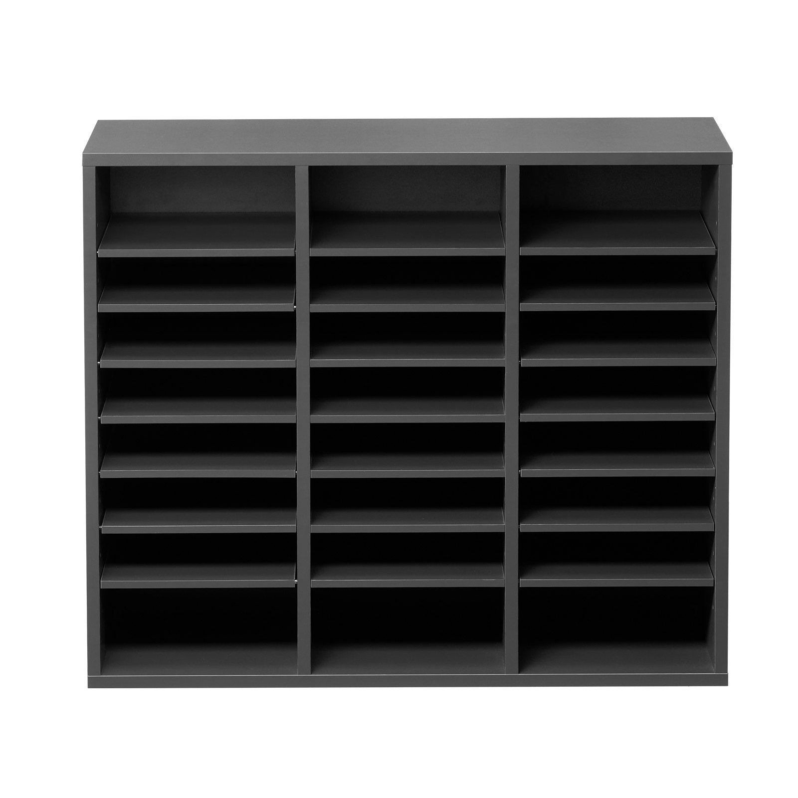 VEVOR Organizzatore per Letteratura 737 x 305 x 620 mm Vassoio Raccoglitore per Lettere Portadocumenti in Truciolare e MDF, 24 Scomparti e Ripiani Regolabili, Portaoggetti per Ufficio Aula, Grigio