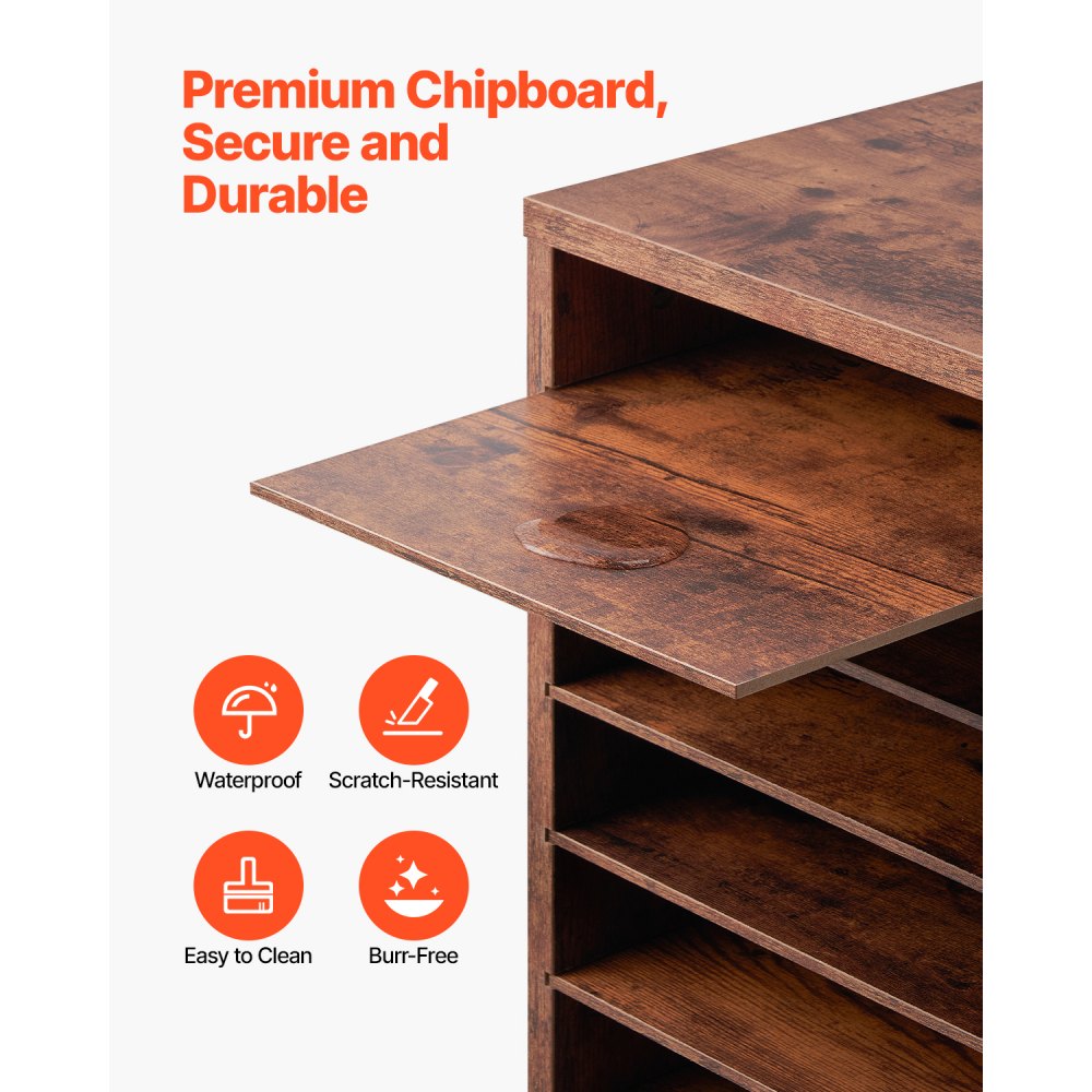 VEVOR Organizzatore per Documenti, Cassetta Postale con 36 Scomparti, Smistatore con Ripiani Rimovibili, Organizzatore di Letteratura in Legno Truciolato per Ufficio File Carta, Marrone Scuro