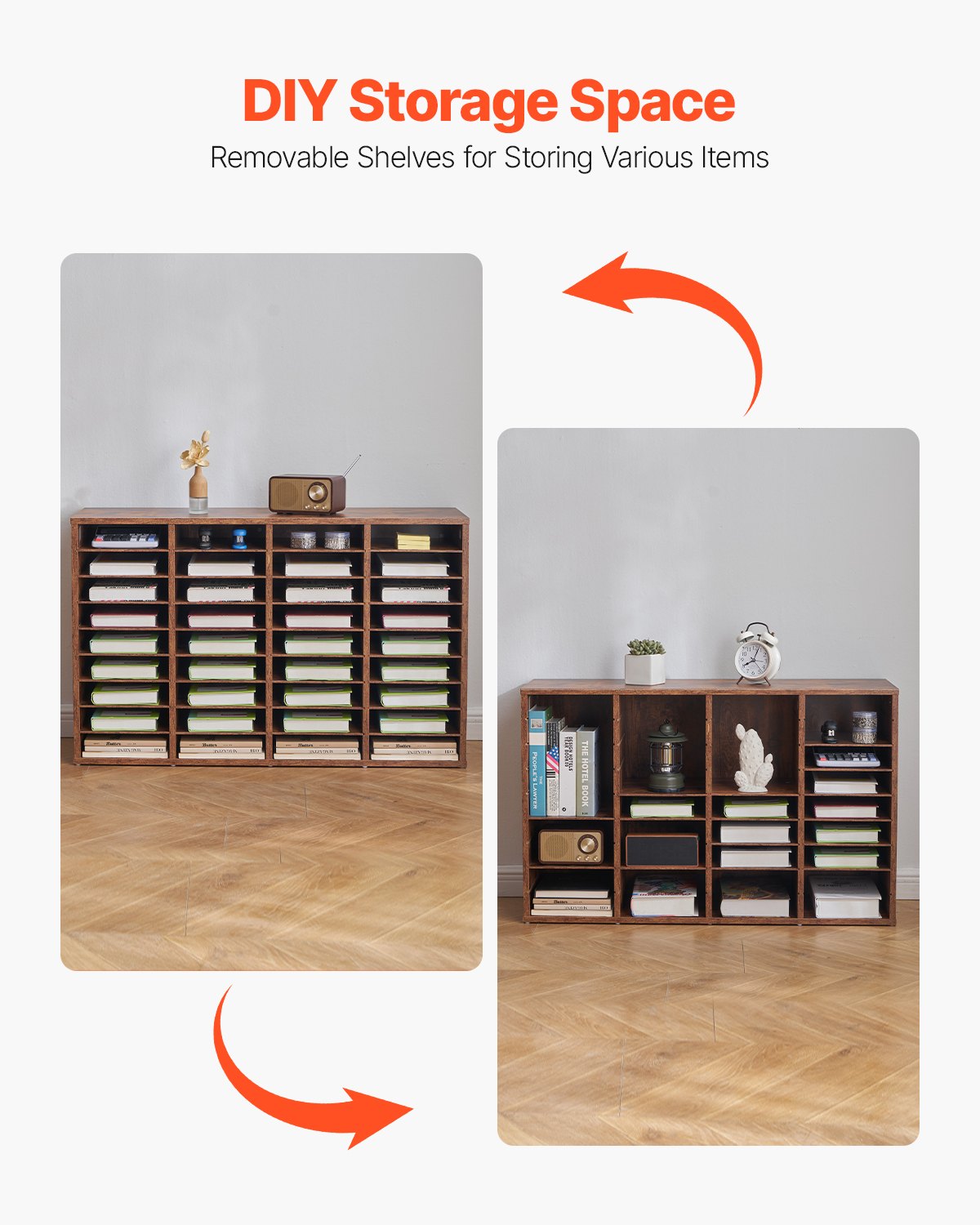 VEVOR Organizzatore per Documenti, Cassetta Postale con 36 Scomparti, Smistatore con Ripiani Rimovibili, Organizzatore di Letteratura in Legno Truciolato per Ufficio File Carta, Marrone Scuro