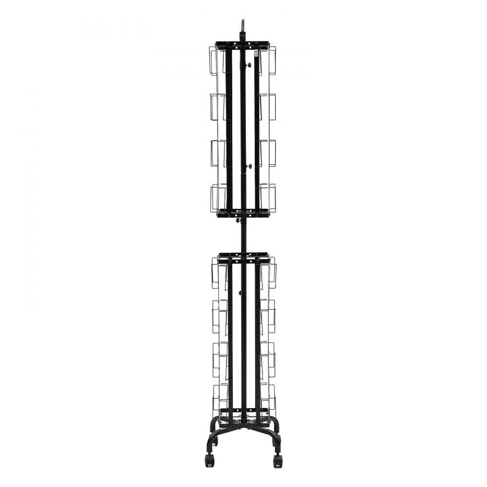 VEVOR Greeting Cards Display Rack, 32 Pockets Rotating Postcard Brochure Display Stand, 360° Spinning Card Display Rack with Sign Holder & 4 Wheels (2 Lockable) for Exhibitions Office Trade Show