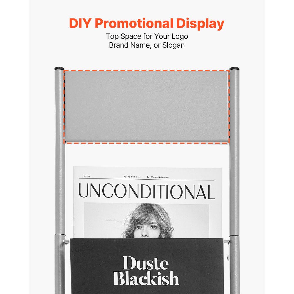 VEVOR Espositore da Terra per Brochure, Espositore per Brochure Riviste 10 Scomparti, Supporto Portariviste da Pavimento Portacataloghi, Supporto per Riviste per Ufficio Fiere Ufficio Postale