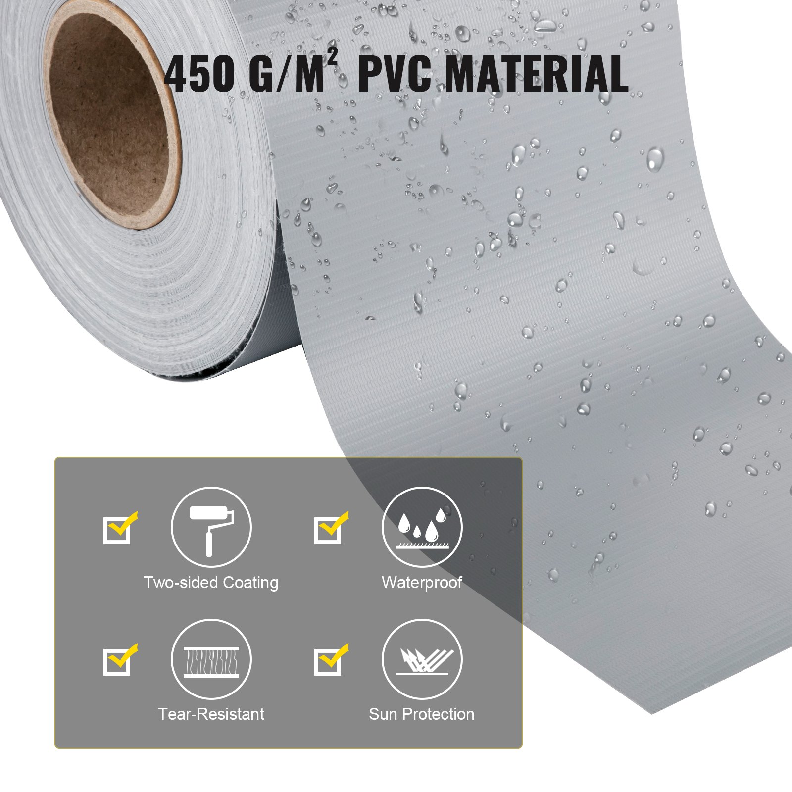 Vevor 4 Rotoli Schermo Privacy Balcone In Grigio Pvc Per Recinzione 65m X 19cm