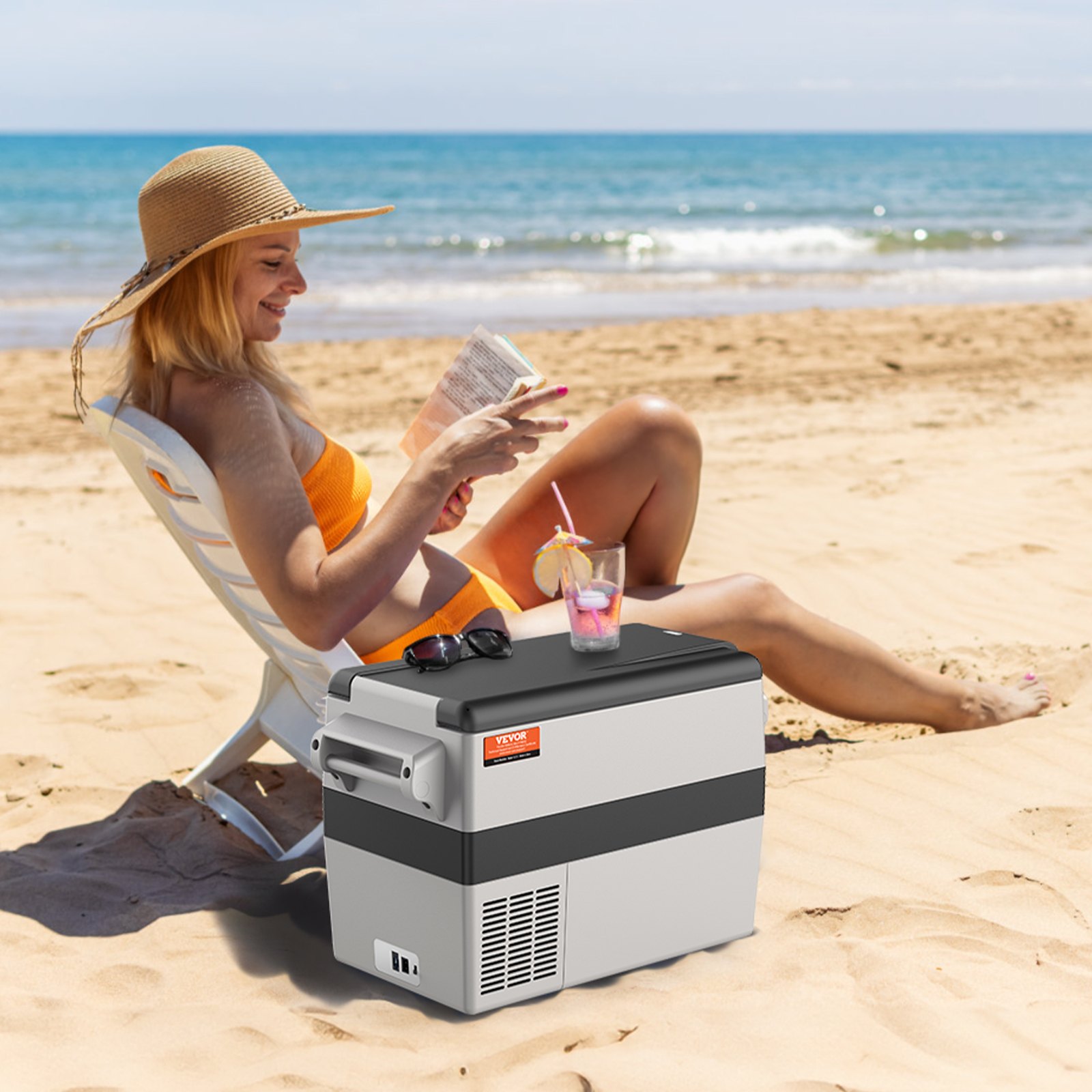 VEVOR Frigo per Auto 12V, Congelatore Portatile a Doppia Zona 42 Litri, Gamma Regolabile -4 ℉ a 50 ℉, Dispositivo di Raffreddamento a Compressore da Esterno 12/24 V CC e 100-240 V CA