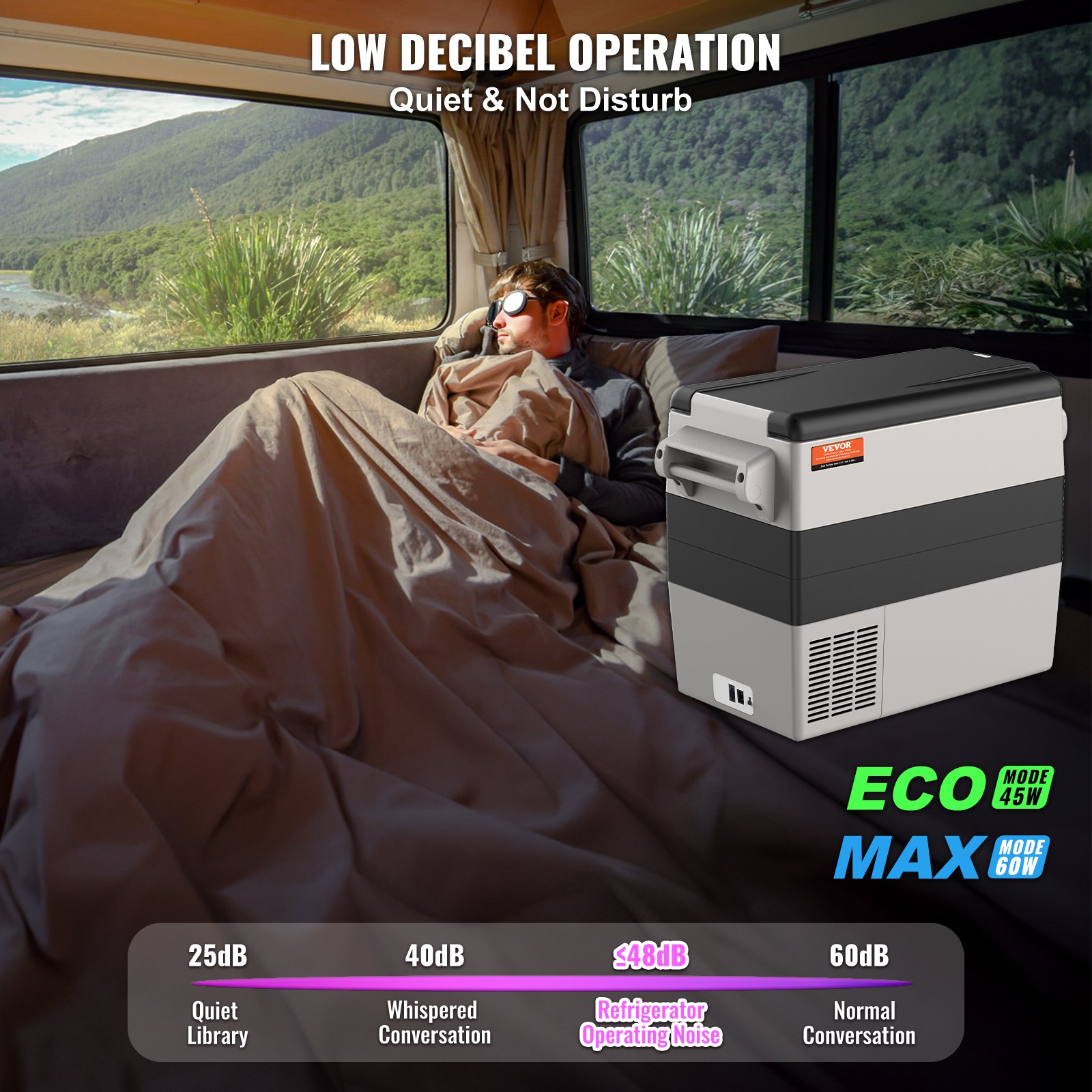 VEVOR Frigorifero per Auto 12V, Congelatore Portatile a Doppia Zona circa 52 Litri, Dispositivo di Raffreddamento a Compressore 12/24 V CC 100-240 V CA per Esterni, Campeggio, Viaggi, Camper