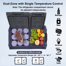 VEVOR Frigorifero per Auto, Congelatore Portatile Doppia Zona 25 L, 12 Volt, Gamma Regolabile da -20 ~ 20 ℃, Dispositivo di Raffreddamento a Compressore 12/24 V CC e 100-240 V CA per Campeggio Camper