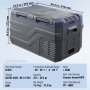 VEVOR Frigorifero per Auto, Congelatore Portatile Doppia Zona 25 L, 12 Volt, Gamma Regolabile da -20 ~ 20 ℃, Dispositivo di Raffreddamento a Compressore 12/24 V CC e 100-240 V CA per Campeggio Camper