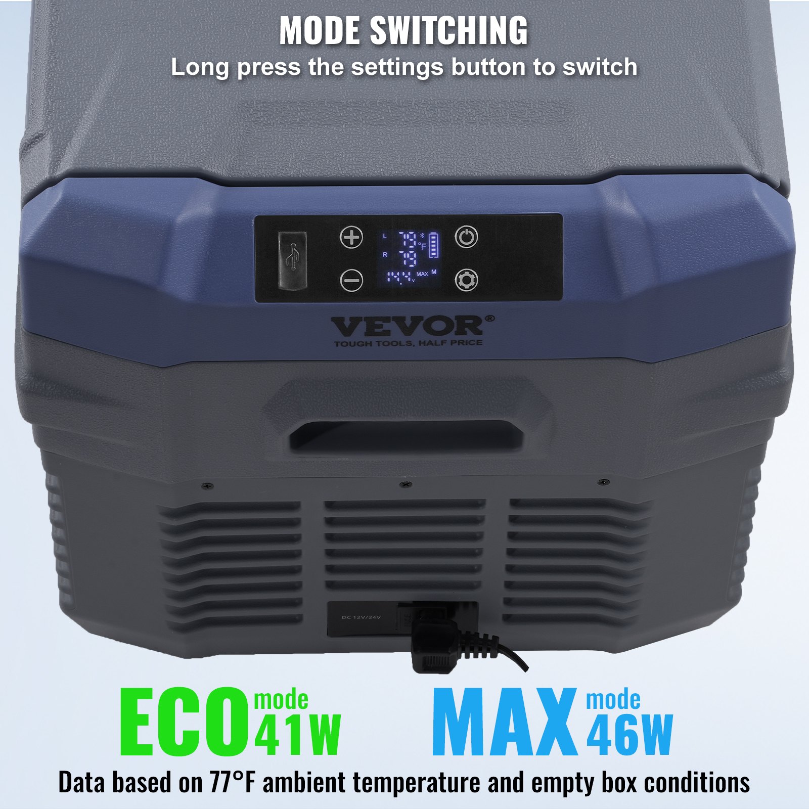 VEVOR Frigorifero per Auto, Congelatore Portatile Doppia Zona 25 L, 12 Volt, Gamma Regolabile da -20 ~ 20 ℃, Dispositivo di Raffreddamento a Compressore 12/24 V CC e 100-240 V CA per Campeggio Camper