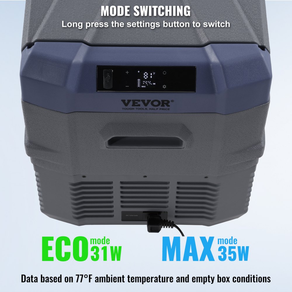 VEVOR Frigorifero per Auto, Frigo per Auto 12V, Congelatore Portatile a Zona Singola 37L con Luce Incorporata, -4℉-68℉, 12/24V DC e 100-240V AC Compressore per Esterni, Campeggio, Camper, RV