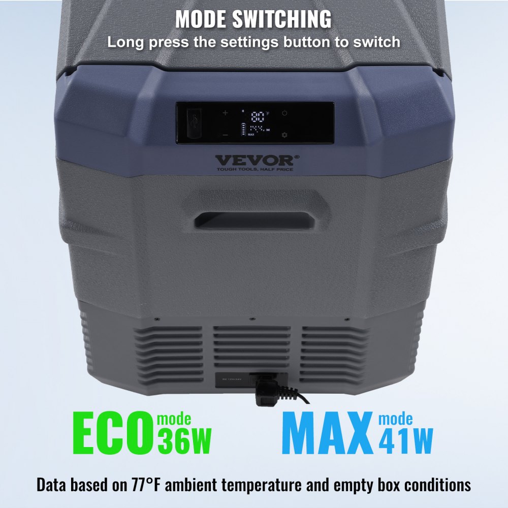 VEVOR Frigorifero per Auto, Frigo per Auto da 12 Volt, Congelatore Portatile a Zona Singola da 45 L con Luce Incorporata, 12/24V DC 100-240V AC Compressore per Esterno, Campeggio, Camper