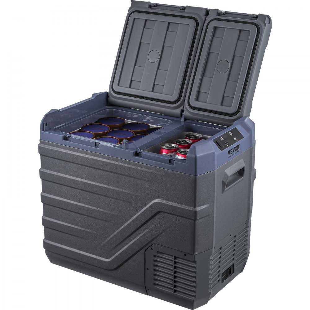 VEVOR Frigorifero per Auto, Congelatore Portatile Doppia Zona 40 L, 12 Volt, Gamma Regolabile da -20 ~ 20 ℃, Dispositivo di Raffreddamento a Compressore 12/24 V CC e 100-240 V CA per Campeggio Camper