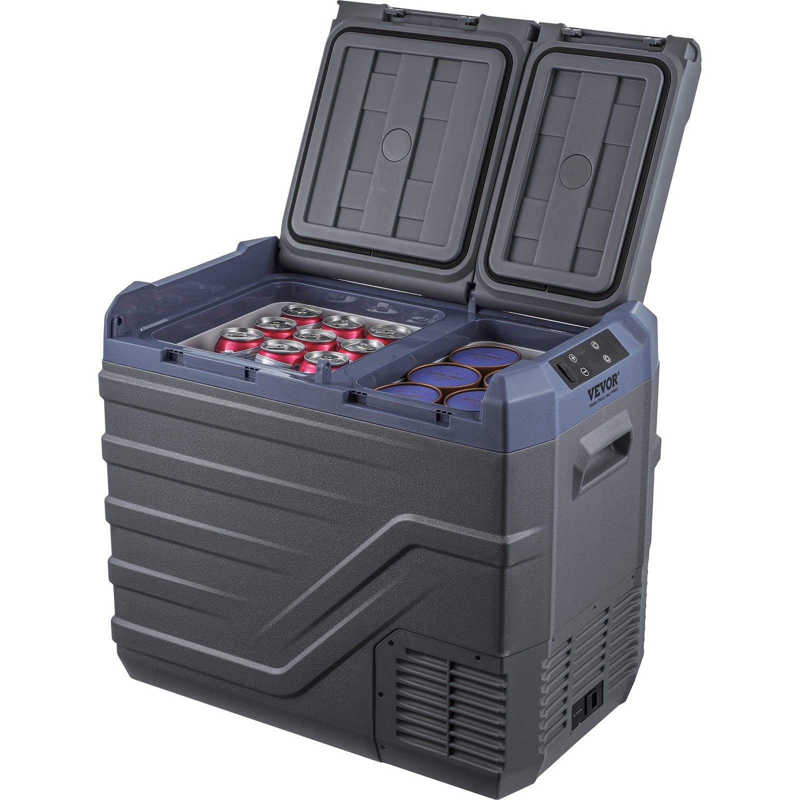 VEVOR Frigorifero per Auto, Congelatore Portatile Doppia Zona 40 L, 12 Volt, Gamma Regolabile da -20 ~ 20 ℃, Dispositivo di Raffreddamento a Compressore 12/24 V CC e 100-240 V CA per Campeggio Camper