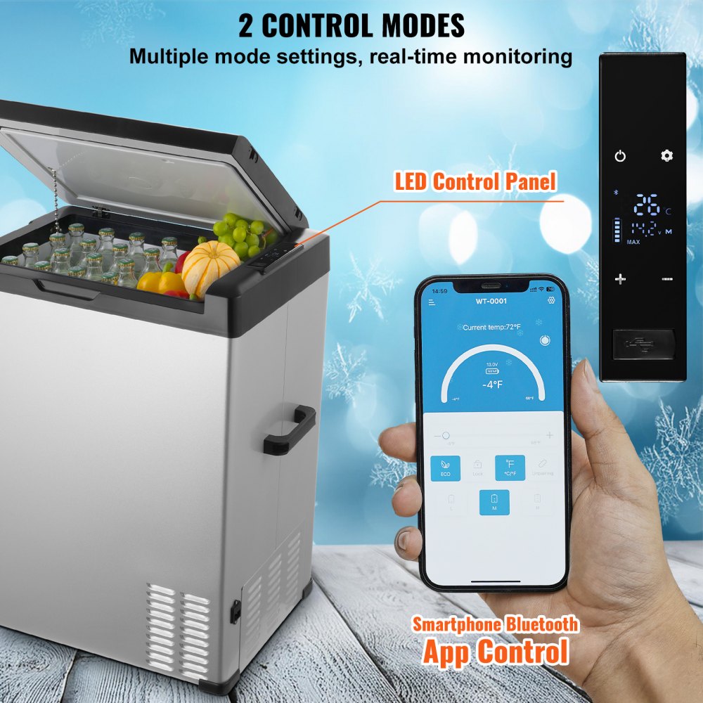 VEVOR Car Refrigerator, 12 Volt Car Refrigerator Fridge, 70 L Single Zone Portable Freezer, -4℉-68℉ Adjustable Range, 12/24V DC and 100-240V AC Compressor Cooler for Outdoor, Camping, RV