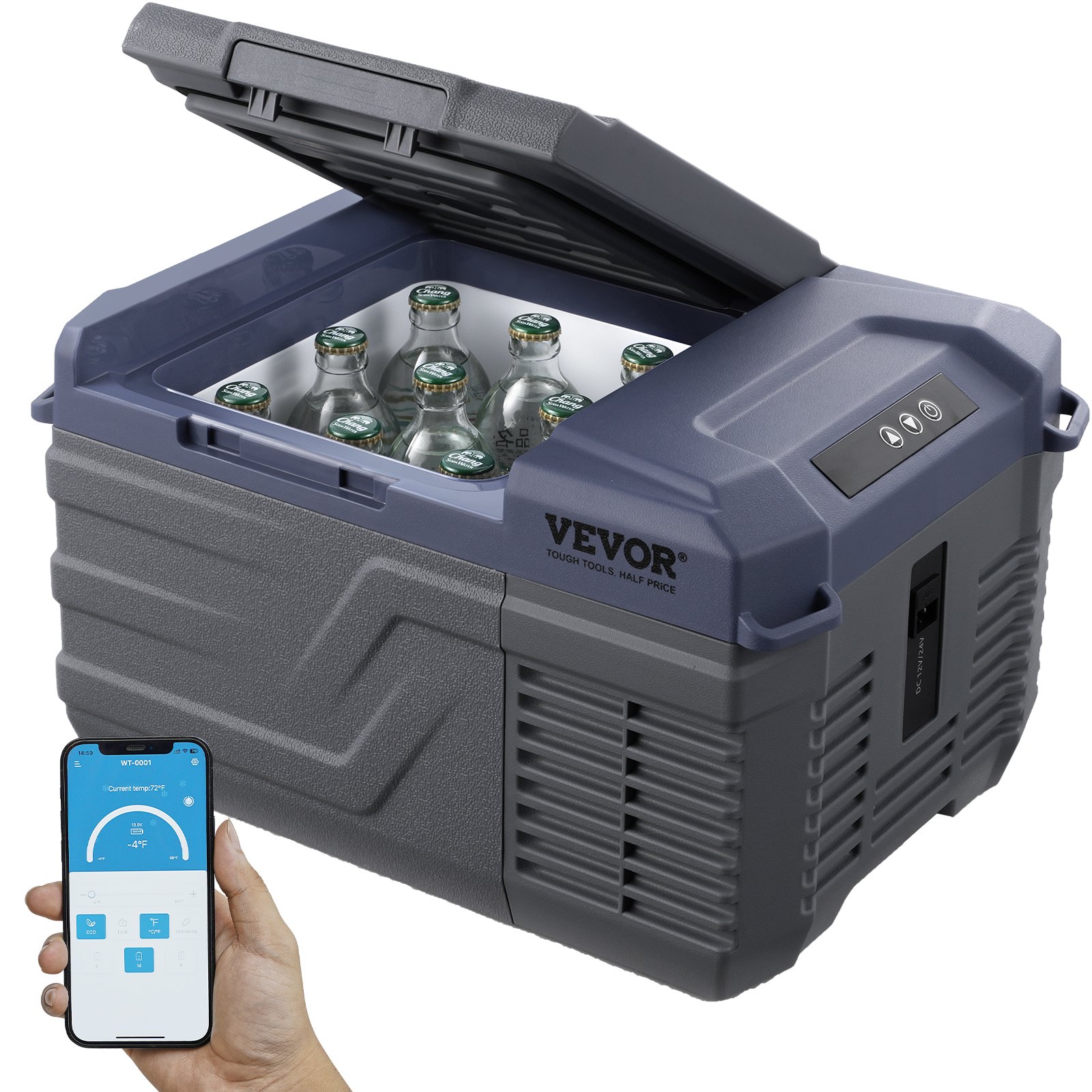 VEVOR Car Refrigerator, 12-Volt Car Refrigerator, Portable 9-Liter Single-Zone Freezer, Adjustable Range from -4℉ to 68℉, 12/24V DC and 100-240V AC Compressor Cooler for Outdoor, Camping, RV