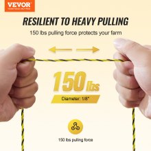 VEVOR Filo per Recinzione Elettrica, Filo Elettrico Portabile 500 m, 6 Fili in Acciaio Inox Diametro 3,17 mm, Corda Recinzione con 25 Isolatori per Recinzione e 25 Isolatori per Pali a T per Bestiame