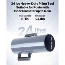 VEVOR Battipali per Recinzioni, Battipali a T con Maniglie, Battipali Manuali in Metallo per Canali a U, Recinzioni in Legno, Adatti a Pali a T con Diametro Interno 154,9 mm, per Fattoria, Giardino