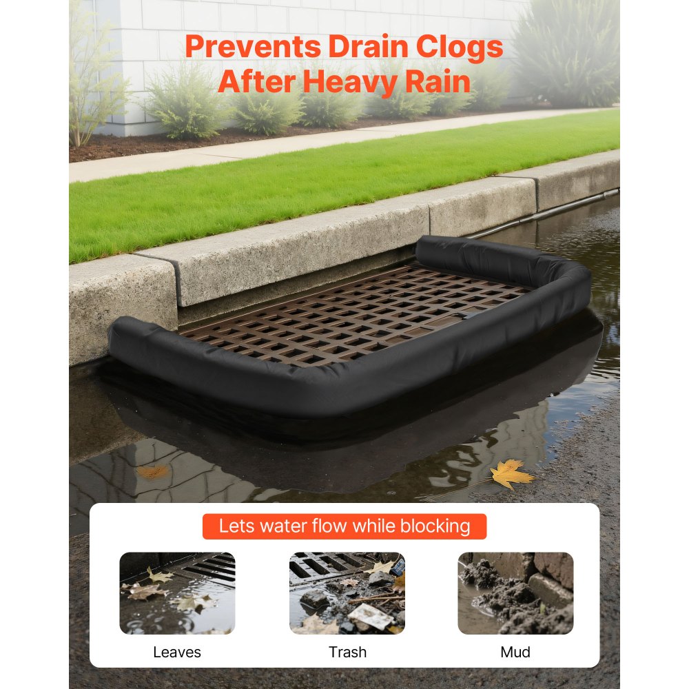 VEVOR Sacchetto Filtrante per Sedimenti 12,7 cm x 3 m, Antierosione, Anti-foglie, Confezione da 4 pezzi, Barriera Riempimento in Polipropilene per Gestione d'Acqua Piovana, Protezione Drenaggio