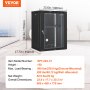 VEVOR Armadietto server rete montaggio a parete 15U carico da pavimento 226,8kg Profondità 45,7 cm