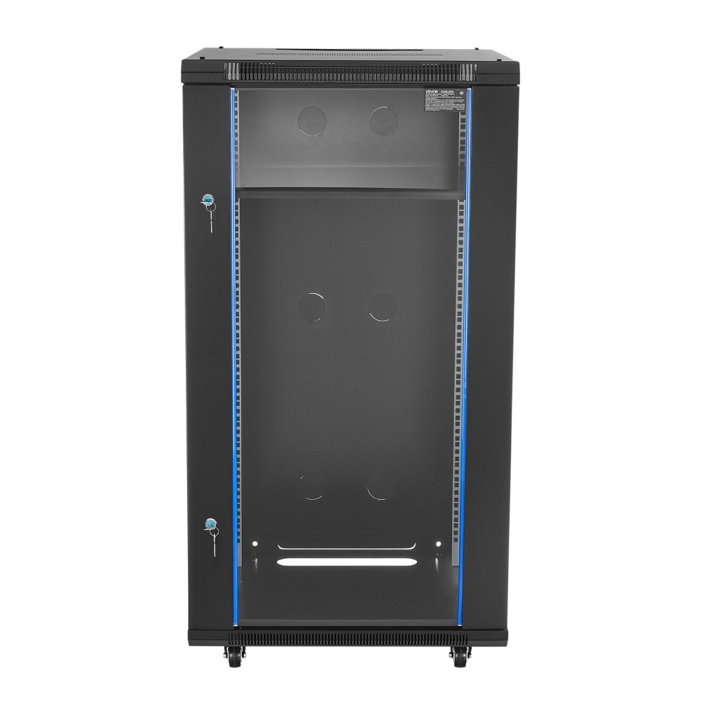 VEVOR Armadio Rack 22 U da Parete, Capacità di 136 kg, Rack di Rete con Porta in Vetro Temperato con Serratura Pannelli Laterali, per Apparecchiature di Rete e Dispositivi AV, Profondità 600 mm