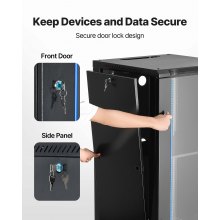 VEVOR Armadio Rack 22 U da Parete, Capacità di 136 kg, Rack di Rete con Porta in Vetro Temperato con Serratura Pannelli Laterali, per Apparecchiature di Rete e Dispositivi AV, Profondità 600 mm