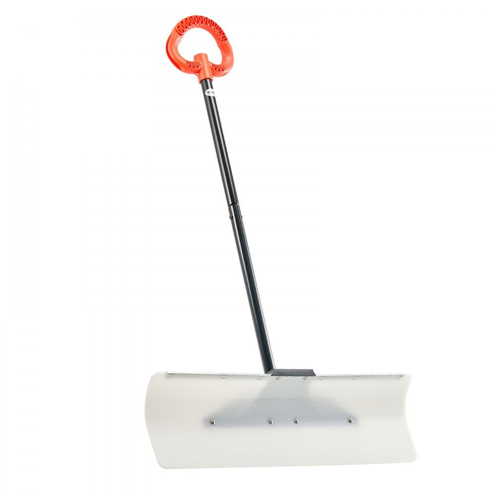 VEVOR Snow Pusher Shovel, 76.2 cm Outdoor Snowplow Shovel with Ergonomic Grip, HDPE Plastic Blade, Winter Shovels with Segmented Handle, Metal Edged Strip, Portable Snow Removal Tool for Driveway