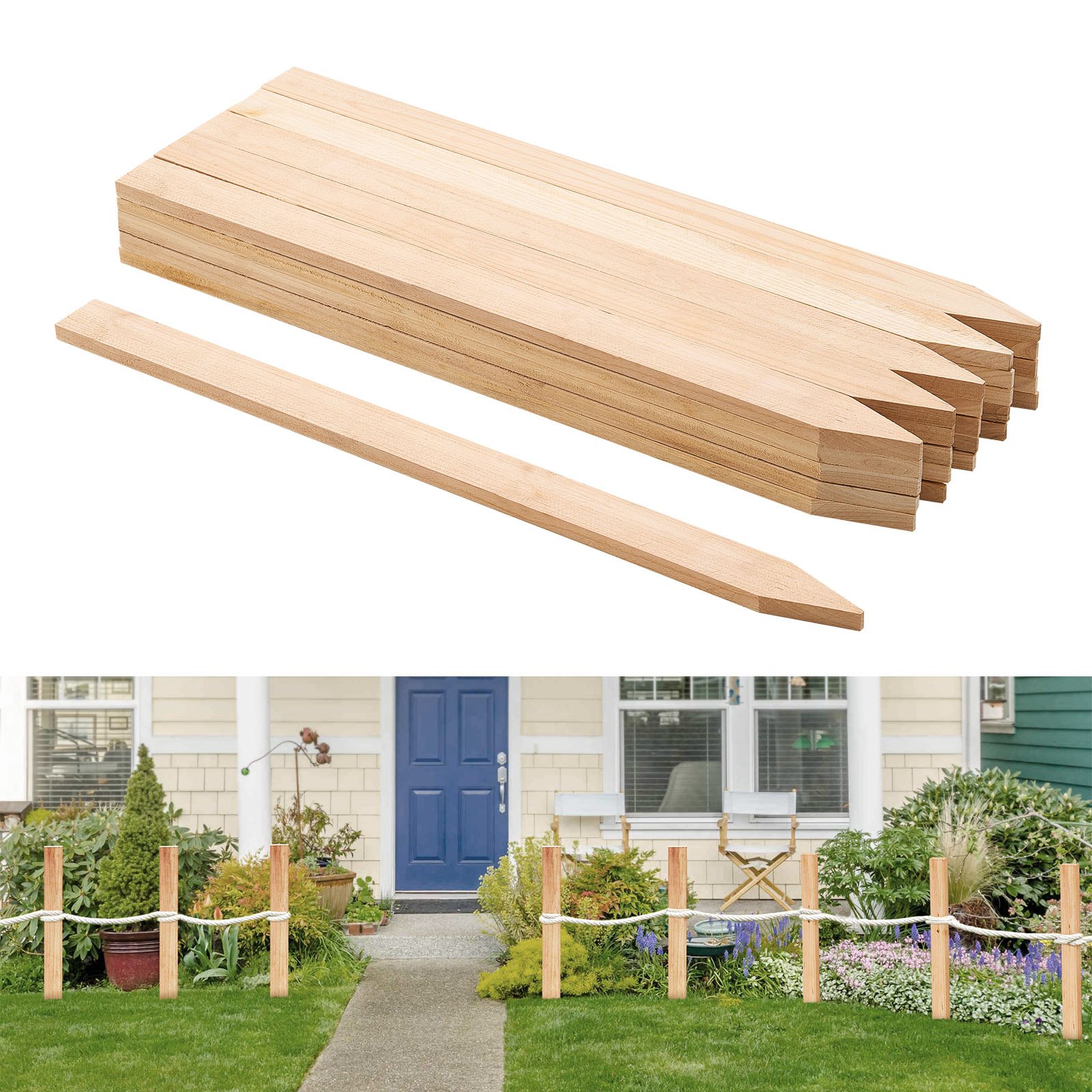VEVOR Pali in Legno per Recinzione, Picchetti da Giardino in Legno di Abete con Punta Affilata, 12,7 x 38,1 x 609,6 mm, Pali di Recinzione Segnaletici per Confini di Cortili, 25 Pezzi