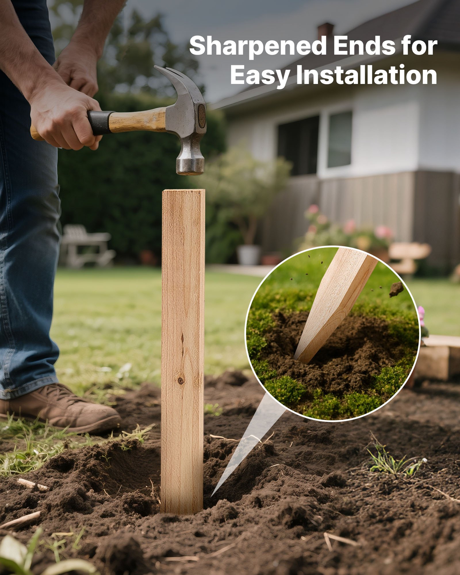 VEVOR Pali in Legno per Recinzione, Picchetti da Giardino in Legno di Abete con Punta Affilata, 12,7 x 38,1 x 914,4 mm, Pali di Recinzione Segnaletici per Confini di Cortili, 25 Pezzi