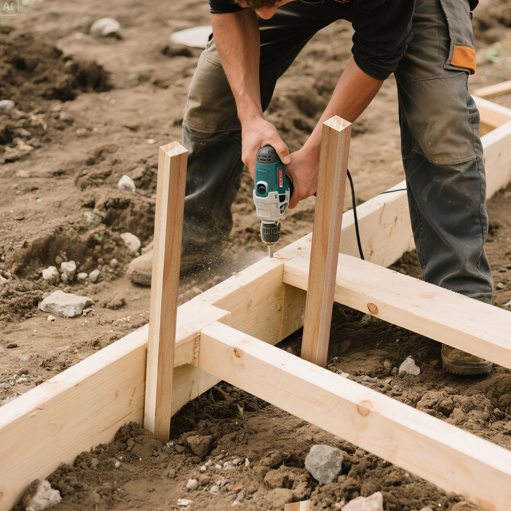 VEVOR Pali in Legno Duro per Recinzione, Picchetti da Giardino in Legno di Abete con Punta Affilata, 25 Pezzi 19,05 x 19,05 x 914.4 mm, Pali di Recinzione Segnaletici per Confini di Cortili