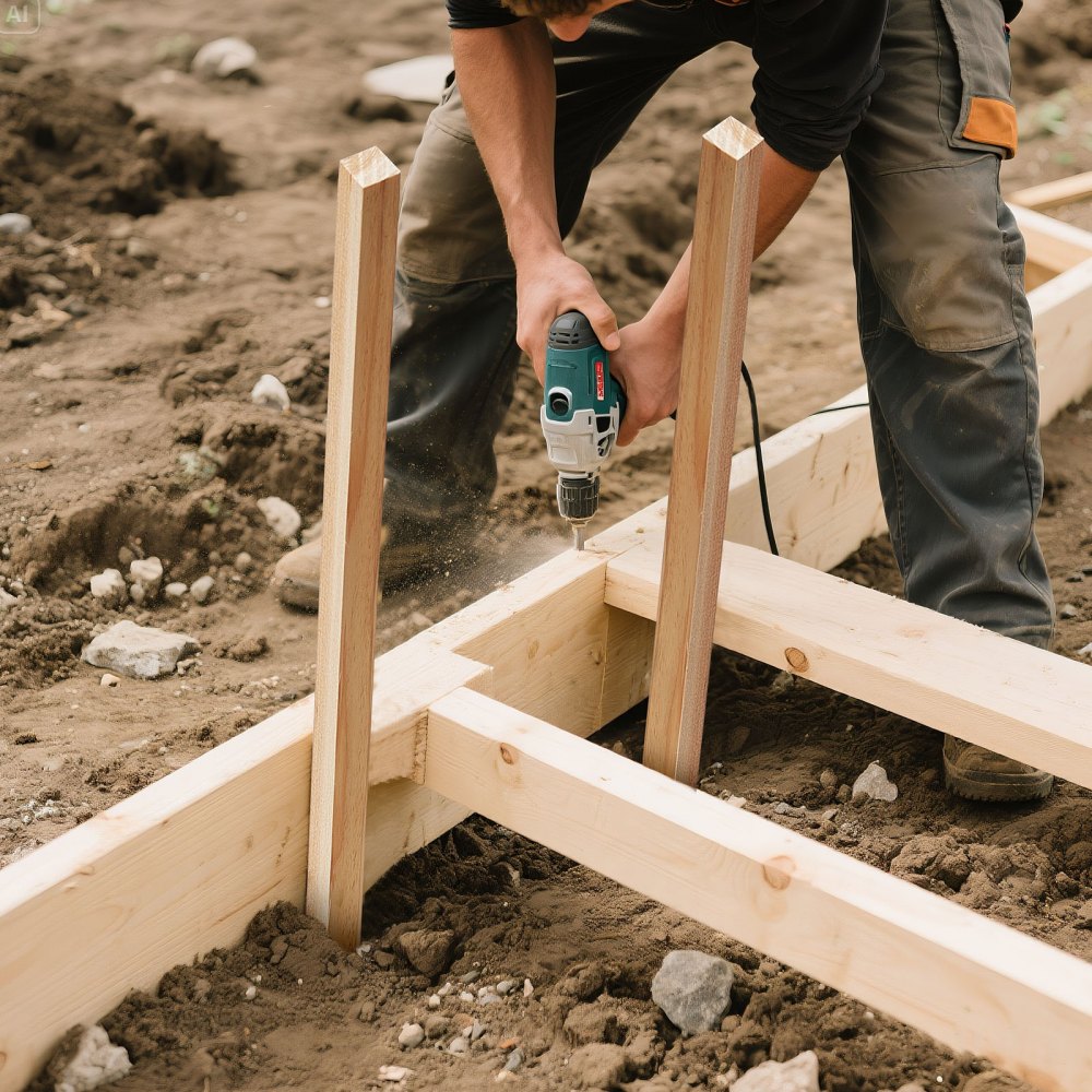 VEVOR Pali in Legno Duro per Recinzione, Picchetti da Giardino in Legno di Abete con Punta Affilata, 25 Pezzi 19,05 x 19,05 x 1219,2 mm, Pali di Recinzione Segnaletici per Confini di Cortili