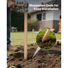 VEVOR Pali in Legno Duro per Recinzione, Picchetti da Giardino in Legno di Abete con Punta Affilata, 25 Pezzi 19,05 x 19,05 x 1219,2 mm, Pali di Recinzione Segnaletici per Confini di Cortili